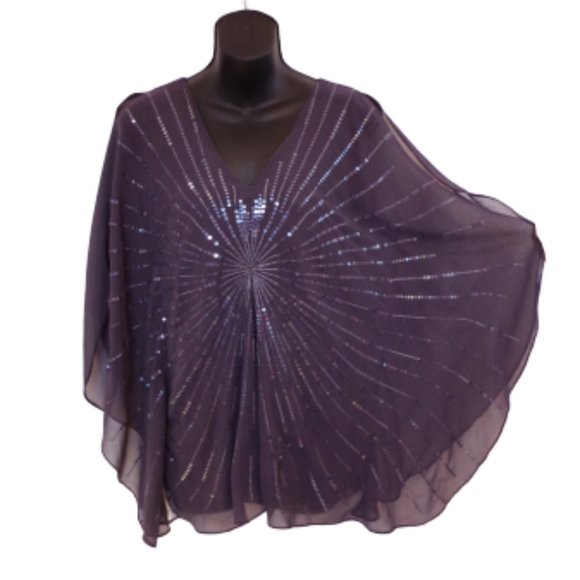 Le Chateau "Charcoal" Cape Style Top NWT- Sz. XS